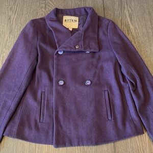 Bitten by Sarah Jessica Parker double breasted pea coat. Size S. Deep purple.